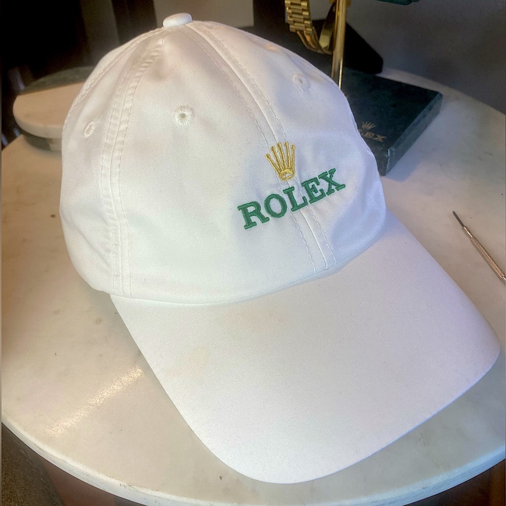 Rolex strapback dad hat unworn: 100% authentic embroidered logo on pearl white